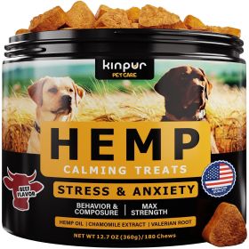 Calming Chews for Dogs with Hemp Oil Aid During Thunderstorms Separation Car Rides Hip and Joint Health Tasty Dog Calming Treats with Beef Flavor