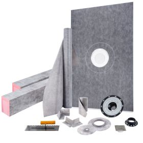 VEVOR Shower Curb Kit, 48"x72" Watertight Shower Curb Overlay with 4" ABS Central Bonding Flange, 4" Stainless Steel Grate