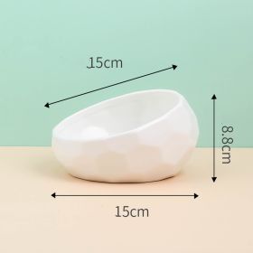 Pet Supplies Bowl Ceramic Cat Bowl Dog Bowl Oblique Mouth (Color: White)