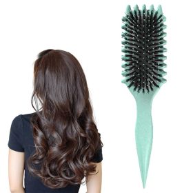 Curl Defining Brush,Boar Bristle Hair Brush Styling Brush for detangling,combing and shaping men and women,curls to reduce pulling and curl separation (Color: Green)