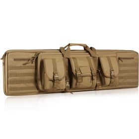 VEVOR Tactical Range Bag, 42 inch Tactical Double Firearm Bag, Soft Outdoor Tactical Case with Lockable Zipper, Portable Handle & Shoulder Strap (Color: Brown, size: 42 inch)