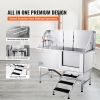 VEVOR 62" Pet Dog Bathing Station w/Stairs, Professional Stainless Steel Dog Grooming Tub w/ Soap Box, Faucet,Rich Accessory,Bathtub for Large,Medium